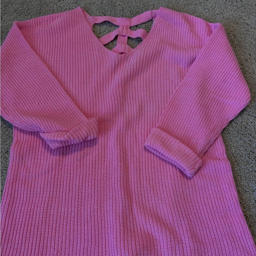 Pink Rose Vibrant Pink Crew Neck Sweater
